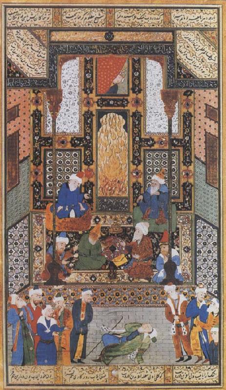 Ali She Nawat Shaykh san an overwhelmed by love when he beholds the theophany upon the countenance of the Byzantine priness upon her balcony China oil painting art